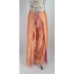 Ralph Lauren Silk palazzo wrap pants Pink Orange Quiet Luxury Resort Wear